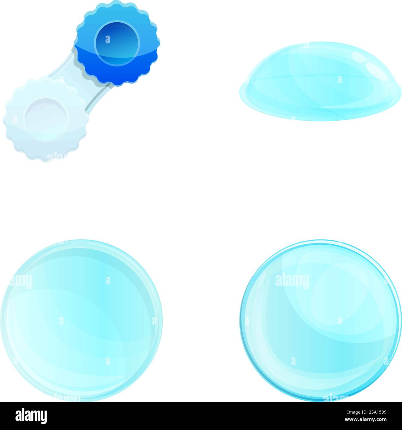 Le icone degli obiettivi per gli occhi impostano il vettore dei cartoni animati. Lenti a contatto con contenitore in plastica. Medicina, oftalmologia. Le icone degli obiettivi per gli occhi impostano il vettore dei cartoni animati. Lenti a contatto con contenitore in plastica Illustrazione Vettoriale