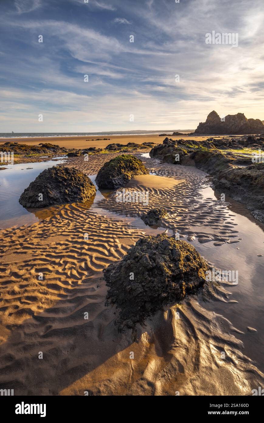 La riserva naturale nazionale di St Cyrus è una splendida spiaggia con dune di sabbia che danno vita alla fauna selvatica. Foto Stock
