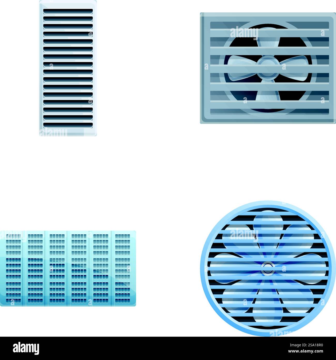 Le icone dell'estrattore di ventilazione impostano il vettore del cartone animato. Ventola per estrattore elettrico a parete. Apparecchiature di ventilazione. Le icone dell'estrattore di ventilazione impostano il vettore del cartone animato. Ventola per estrattore elettrico a parete Illustrazione Vettoriale