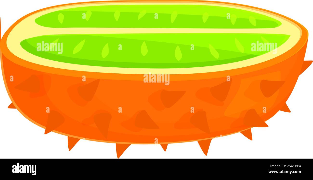 Vettore cartoni animati icona frutta kiwano. Estate di meloni. Fattoria di frutta biologica. Vettore cartoni animati icona frutta kiwano. Estate di meloni Illustrazione Vettoriale