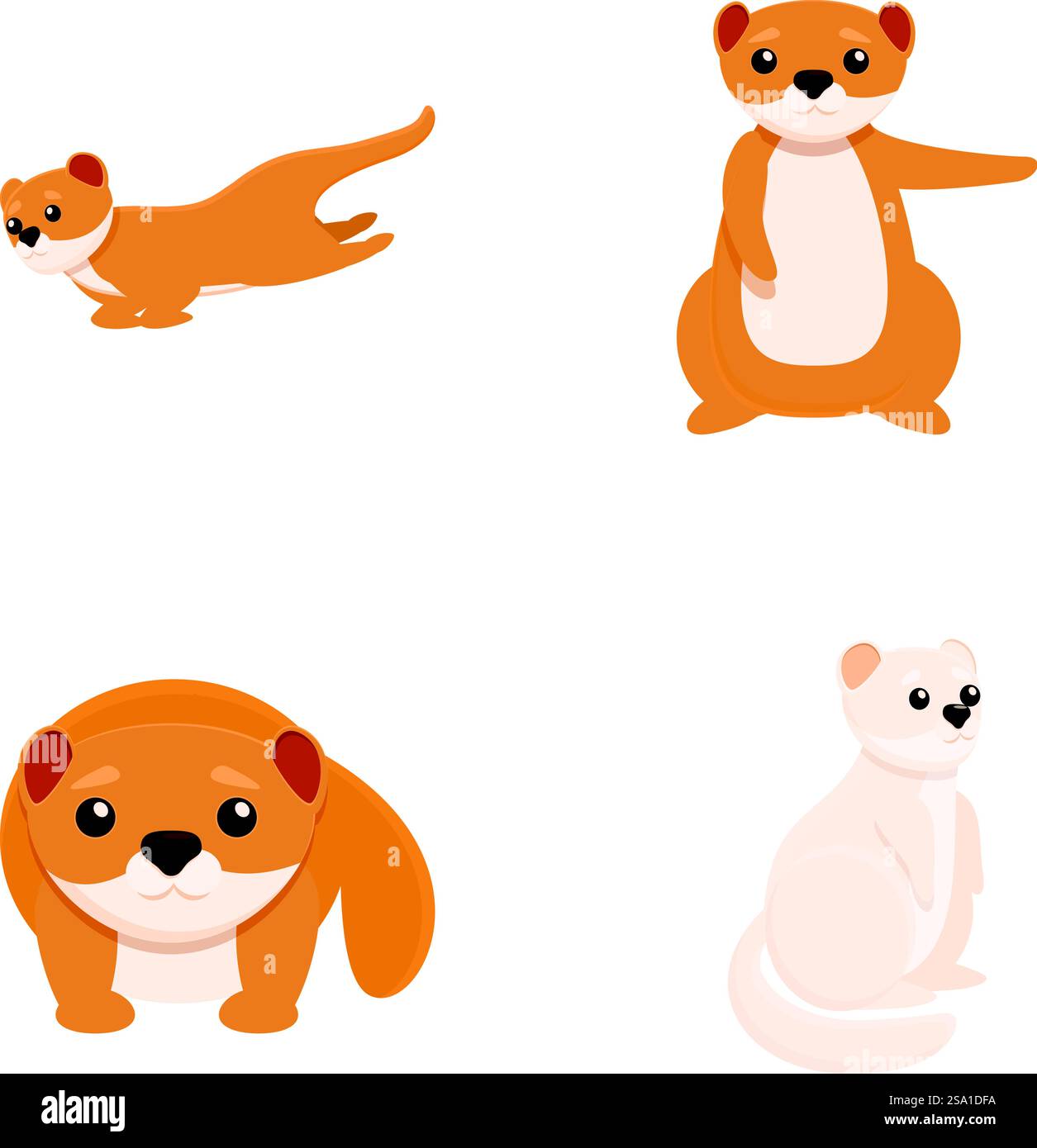 Le icone del visone dei cartoni animati impostano il vettore dei cartoni animati. Carino e divertente animale di visone. Personaggio dei cartoni animati. Le icone del visone dei cartoni animati impostano il vettore dei cartoni animati. Carino e divertente animale di visone Illustrazione Vettoriale