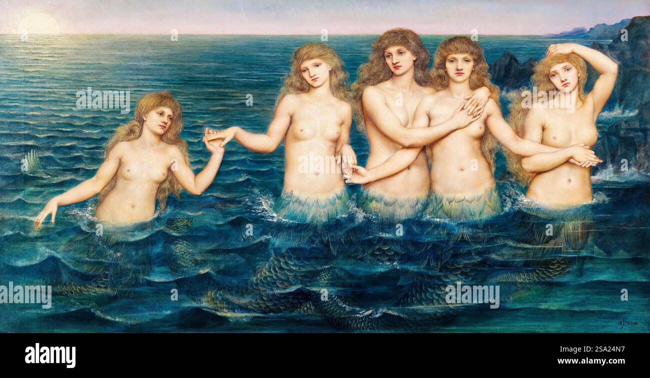 Evelyn De Morgan, The Sea Maidens, painting in oil on Canvas, 1885-1886 Foto Stock