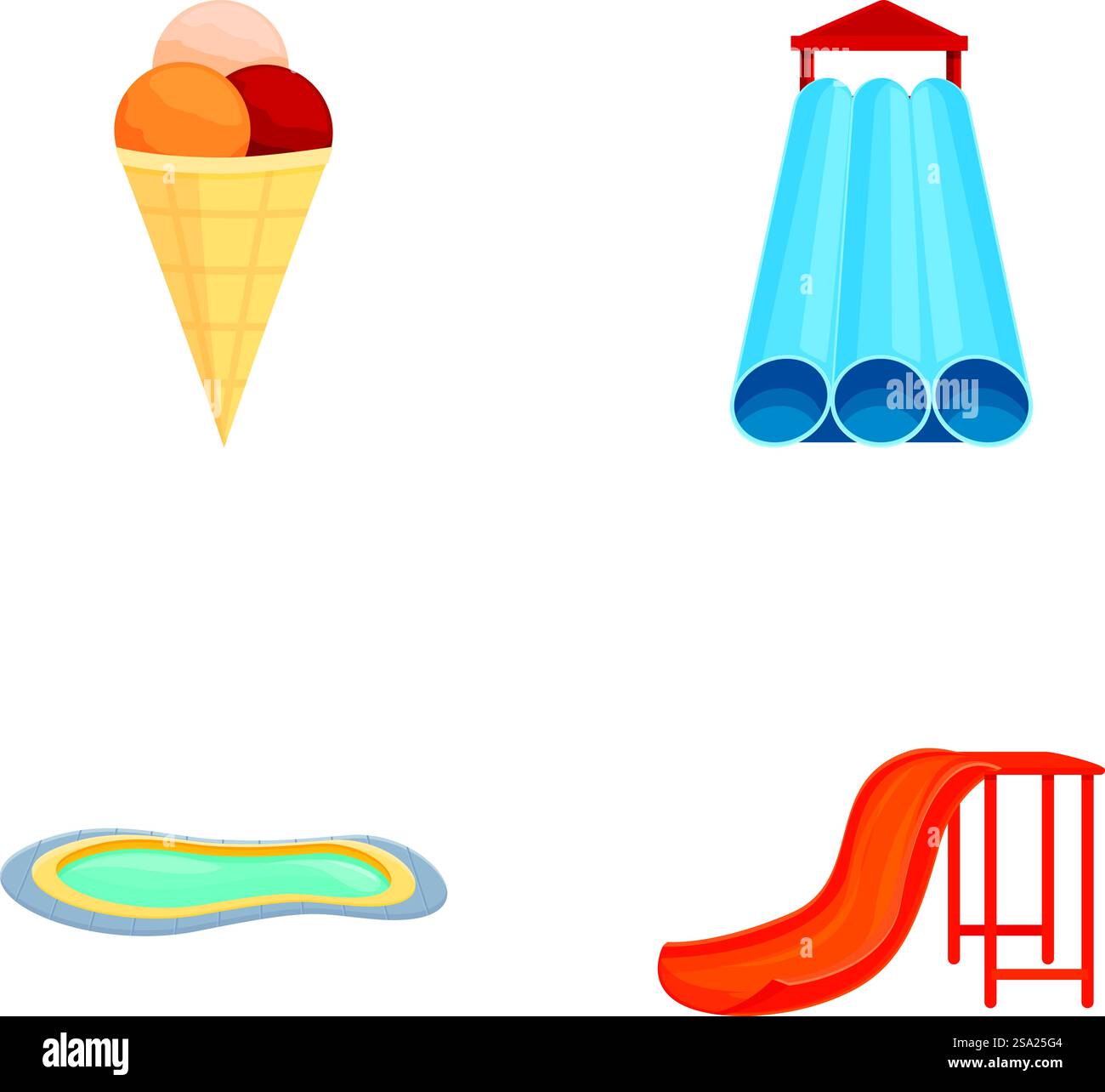 Le icone del riposo Aquapark impostano il vettore dei cartoni animati. Vacanze estive nel parco acquatico. Attività ricreative. Le icone del riposo Aquapark impostano il vettore dei cartoni animati. Vacanze estive nel parco acquatico Illustrazione Vettoriale