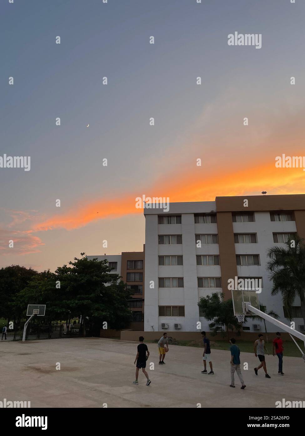 Giocare a basket e assistere a colori così forti, così IRREALI Foto Stock