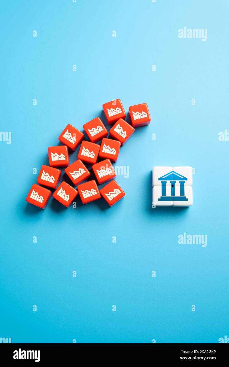 Un'ondata di crisi può coprire lo stato o il sistema bancario. La tempesta perfetta. Misure rafforzate e preventive per mitigare l'impatto del wav Foto Stock