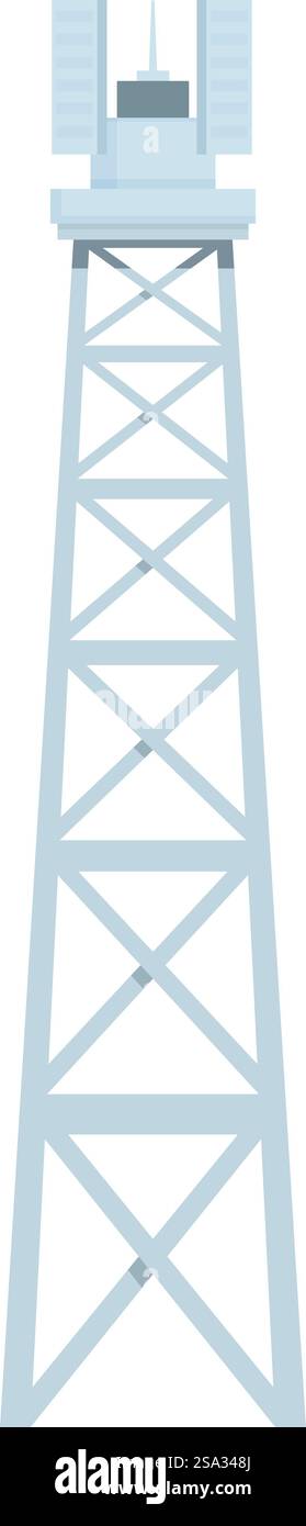 Immagine vettoriale di una torre di telefonia mobile moderna ed elegante isolata su sfondo bianco. Moderna torre cellulare isolata sul bianco Illustrazione Vettoriale