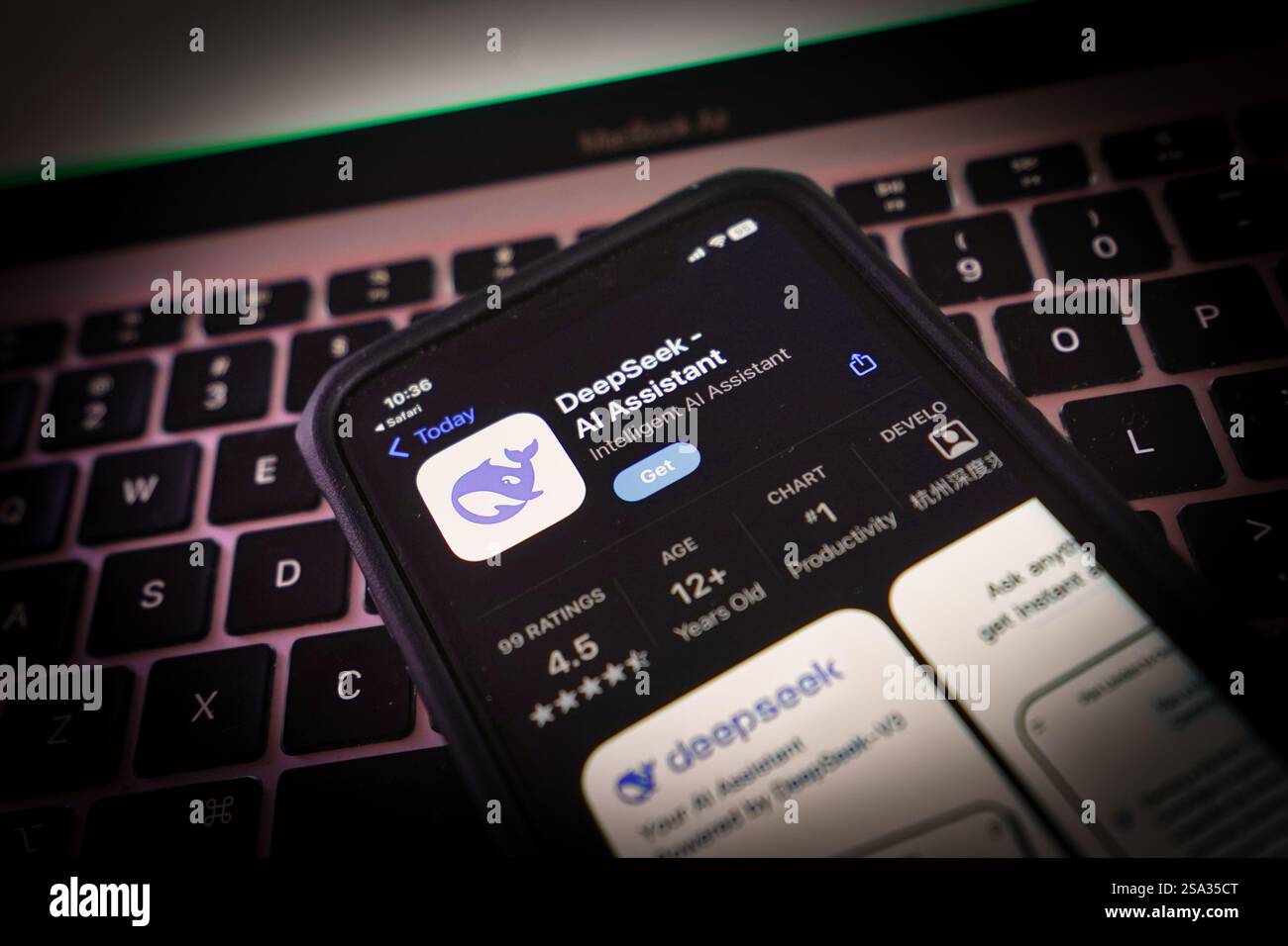 Applicazione DeepSeek ai su iPhone. Foto Stock