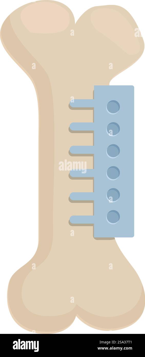 Illustrazione giocosa di un osso di cane con un metro a nastro, che simboleggia l'alimentazione e la salute degli animali domestici. Illustrazione dell'osso di cane cartoni animati con metro a nastro Illustrazione Vettoriale