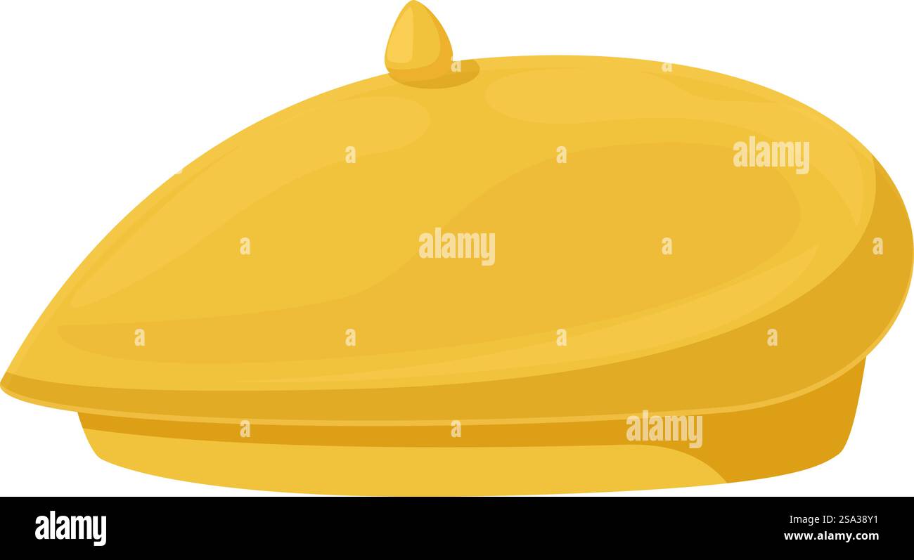 Cartone animato di un classico piatto di burro in ceramica con coperchio liscio a cupola. Illustrazione di un piatto vintage in ceramica con burro Illustrazione Vettoriale