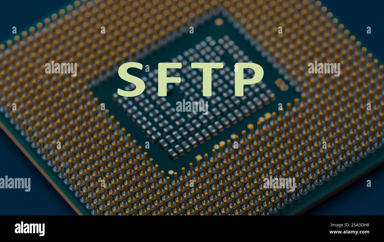 SFTP SSH file Transfer Protocol è un protocollo di trasferimento file sicuro che funziona su SSH, crittografando i dati trasferiti. Foto Stock