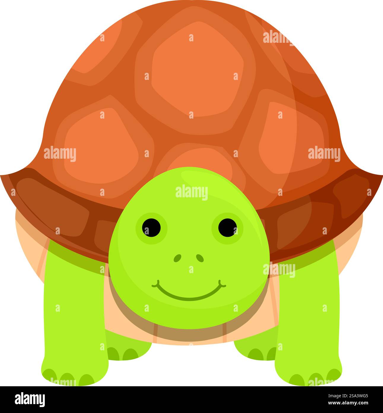 Adorabile e giocosa illustrazione di tartarughe animate con un personaggio simpatico e sorridente, perfetto per il materiale educativo e i libri di fiabe dei bambini. Allegra tartaruga cartoni animati con un grande sorriso, adatta a bambini e bambini; design e materiali didattici Illustrazione Vettoriale