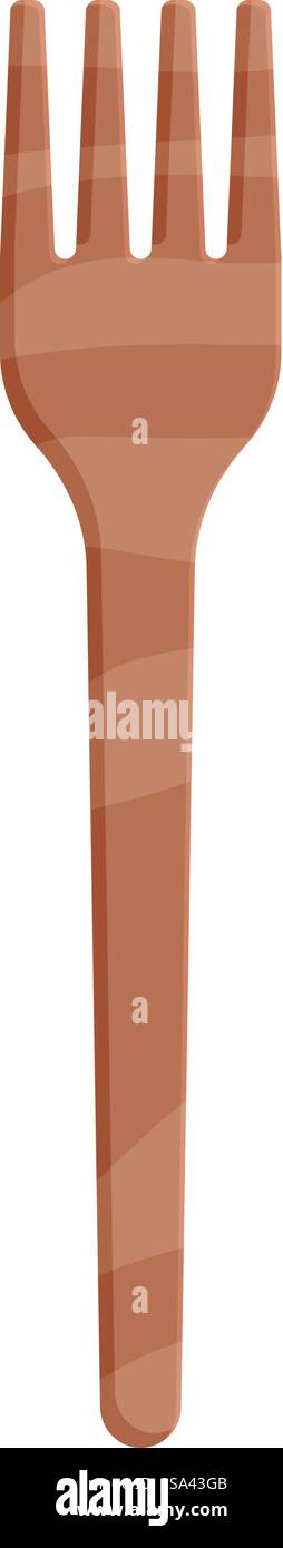 Illustrazione vettoriale di una semplice forchetta in legno dal design pulito e moderno. Forchetta in legno isolata su sfondo bianco Illustrazione Vettoriale