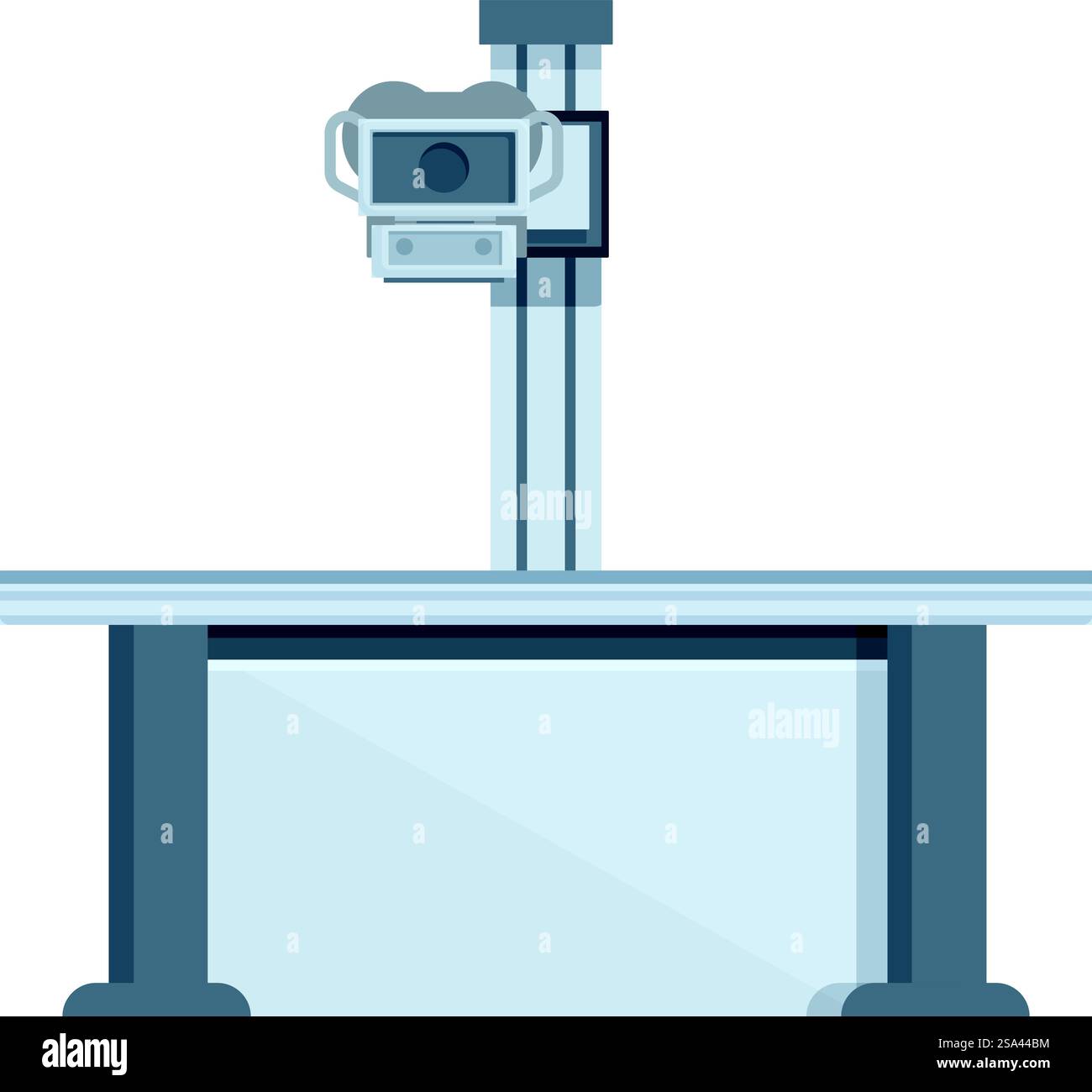 Immagine vettoriale che mostra una configurazione isolata di uno studio professionale con una fotocamera su un treppiede e uno sfondo. Immagine vettoriale piatta di una configurazione di uno studio fotografico Illustrazione Vettoriale