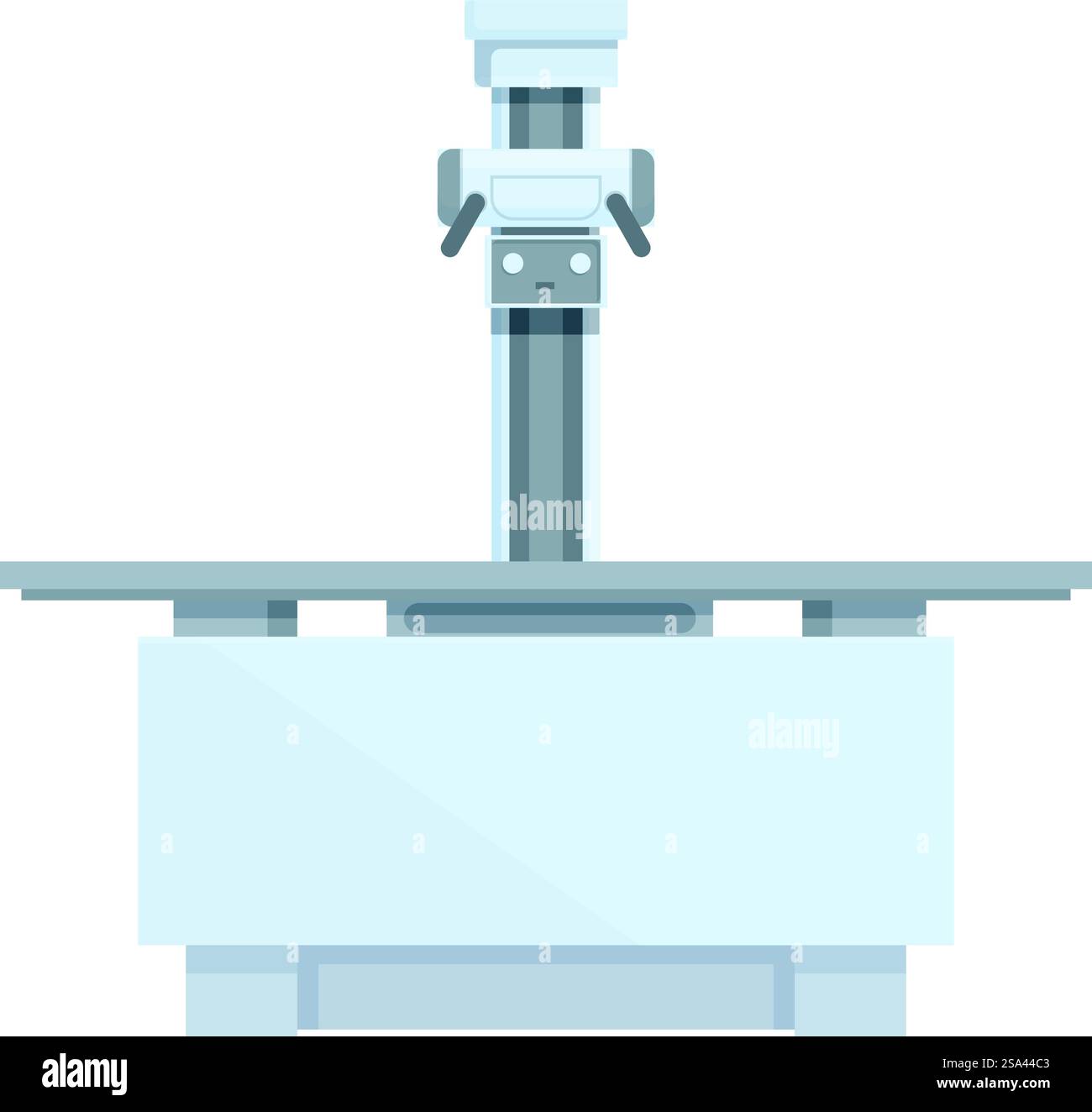 Illustrazione vettoriale di un microscopio stilizzato su un tavolo da laboratorio, perfetta per temi scientifici. Illustrazione del microscopio a cartoni animati su banco da laboratorio Illustrazione Vettoriale