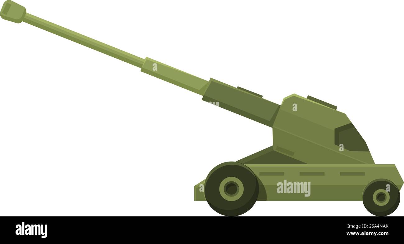 Cannone da campo con obice di grande calibro con telaio gommato per la massima mobilità e un'implementazione rapida. Artiglieria obice di grande calibro con telaio a ruote Illustrazione Vettoriale