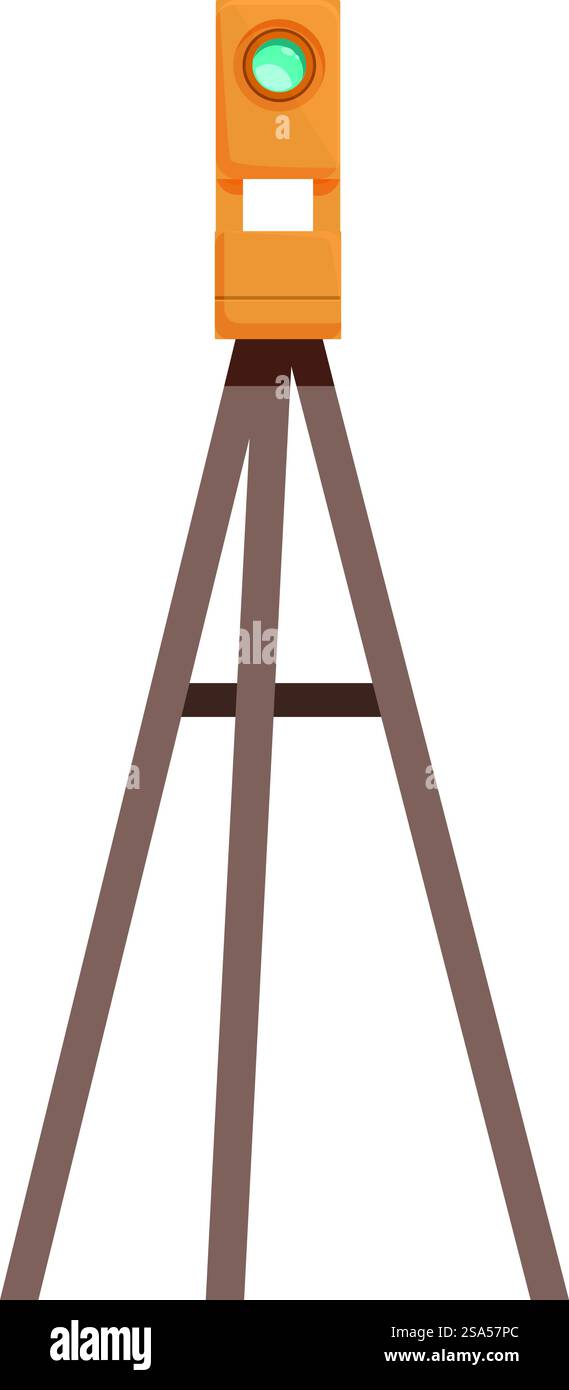 La teodolite viene utilizzata per misurare gli angoli nella topografia e nella cartografia. La teodolite in piedi su un treppiede sta misurando la topografia e la cartografia Illustrazione Vettoriale