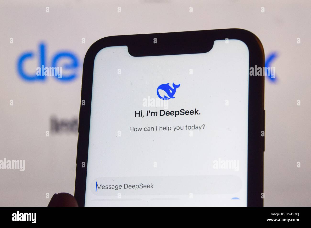 Londra, Regno Unito. 28 gennaio 2025. Le principali aziende tecnologiche statunitensi hanno visto diminuire le loro quote mentre gli sviluppatori cinesi lanciano il chatbot DeepSeek ai a basso costo. L'app ha superato i suoi rivali statunitensi. Credito: Vuk Valcic/Alamy Foto Stock