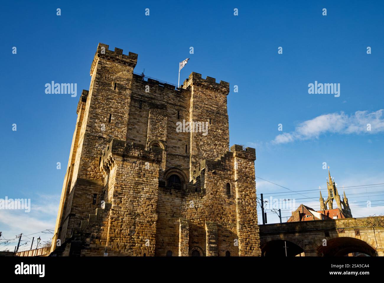 L'imponente fortezza normanna sul castello di Newcastle, Newcastle upon Tyne, Inghilterra. Foto Stock