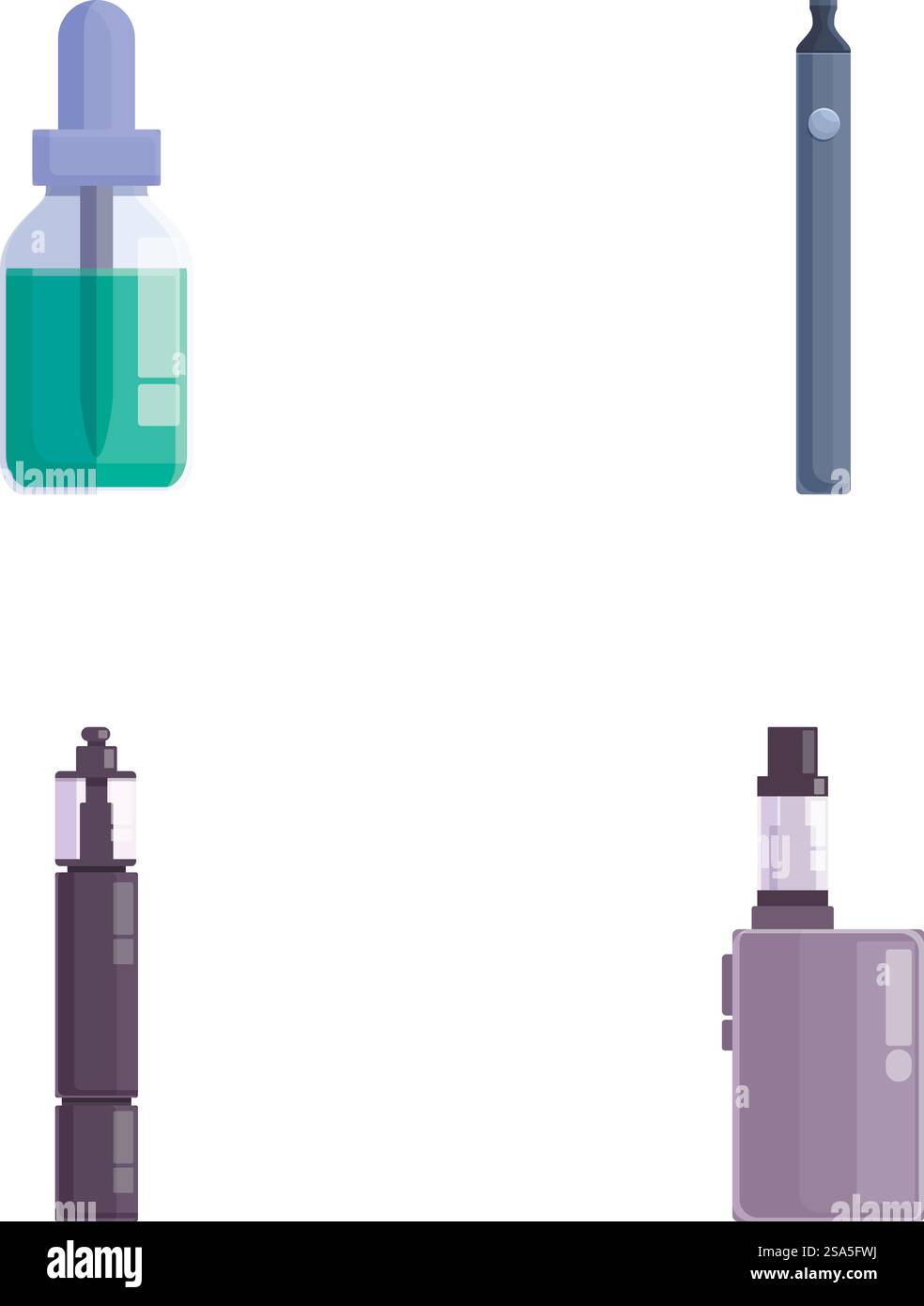 Le icone delle sigarette svapano impostano il vettore dei cartoni animati. Accessorio sigaretta elettronica. Fumo alternativo. Le icone delle sigarette svapano impostano il vettore dei cartoni animati. Accessorio sigaretta elettronica Illustrazione Vettoriale