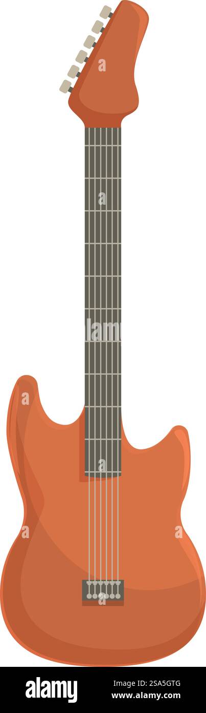 Chitarra elettrica con corpo solido in posizione verticale, che mostra il suo design elegante e il suo potenziale musicale. Chitarra elettrica con corpo solido in posizione verticale su sfondo bianco Illustrazione Vettoriale