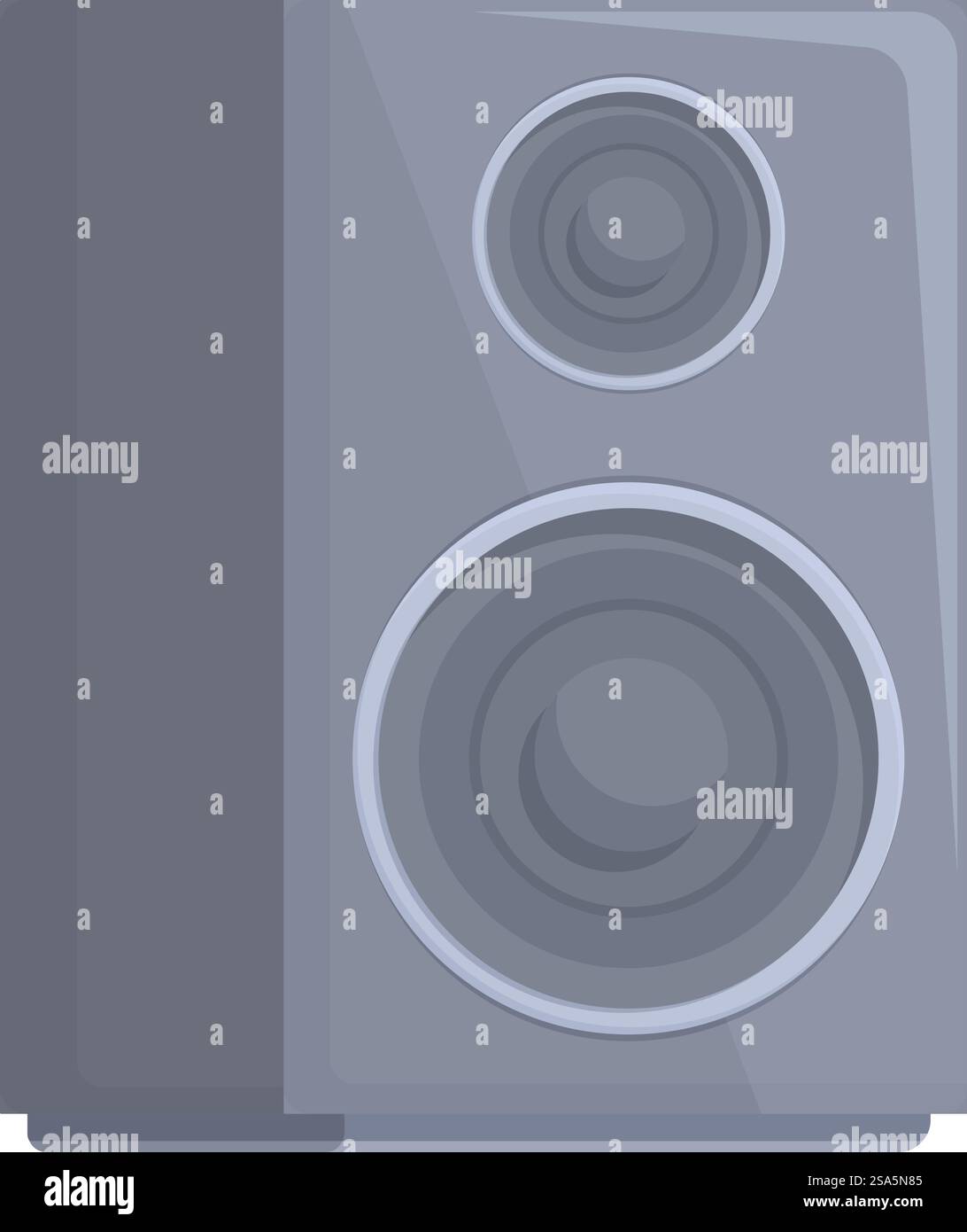 Altoparlante grigio che riproduce musica ad alto volume per un audio potente per un'esperienza di ascolto coinvolgente. Altoparlante grigio che diffonde musica moderna per gli audiofili Illustrazione Vettoriale