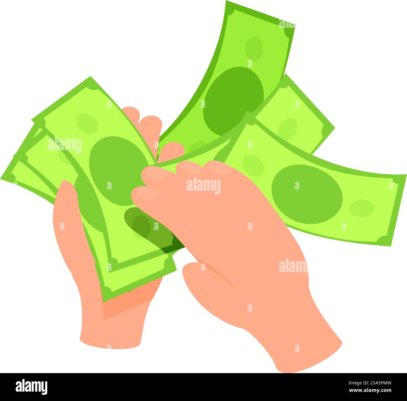 Mani che contano una pila di soldi, illustrano concetti finanziari. Persona che conta denaro, ricchezza, risparmio e concetto di finanza Illustrazione Vettoriale