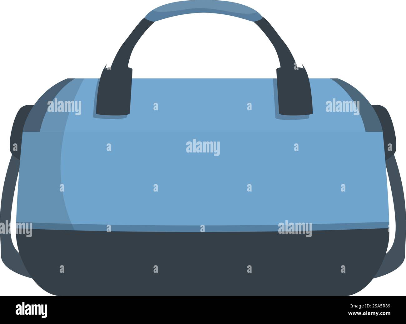 Grande borsa sportiva blu e nera ideale per il trasporto di vestiti e attrezzature da allenamento. Grande borsa sportiva blu con attrezzatura da allenamento Illustrazione Vettoriale