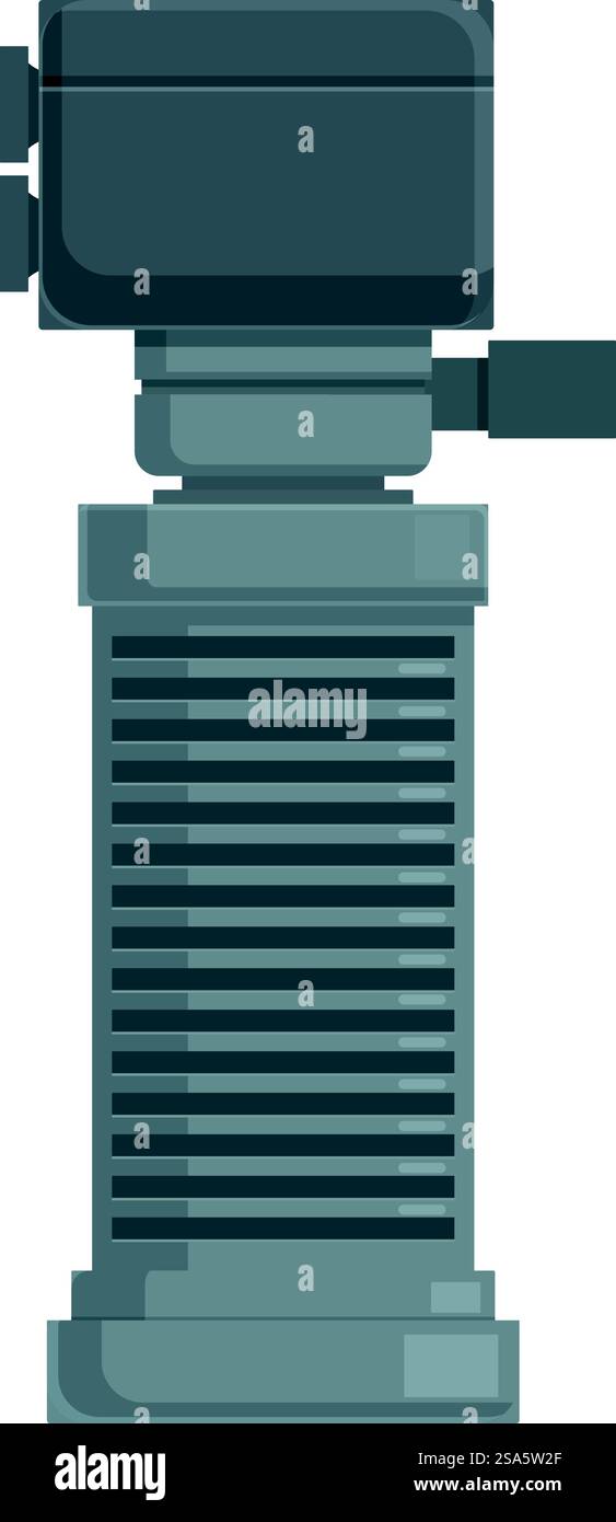 Pompa filtro acquario che fornisce acqua pulita e un ambiente sano per i pesci. Moderna pompa filtro per acquari che genera flusso d'acqua per il serbatoio del pesce Illustrazione Vettoriale