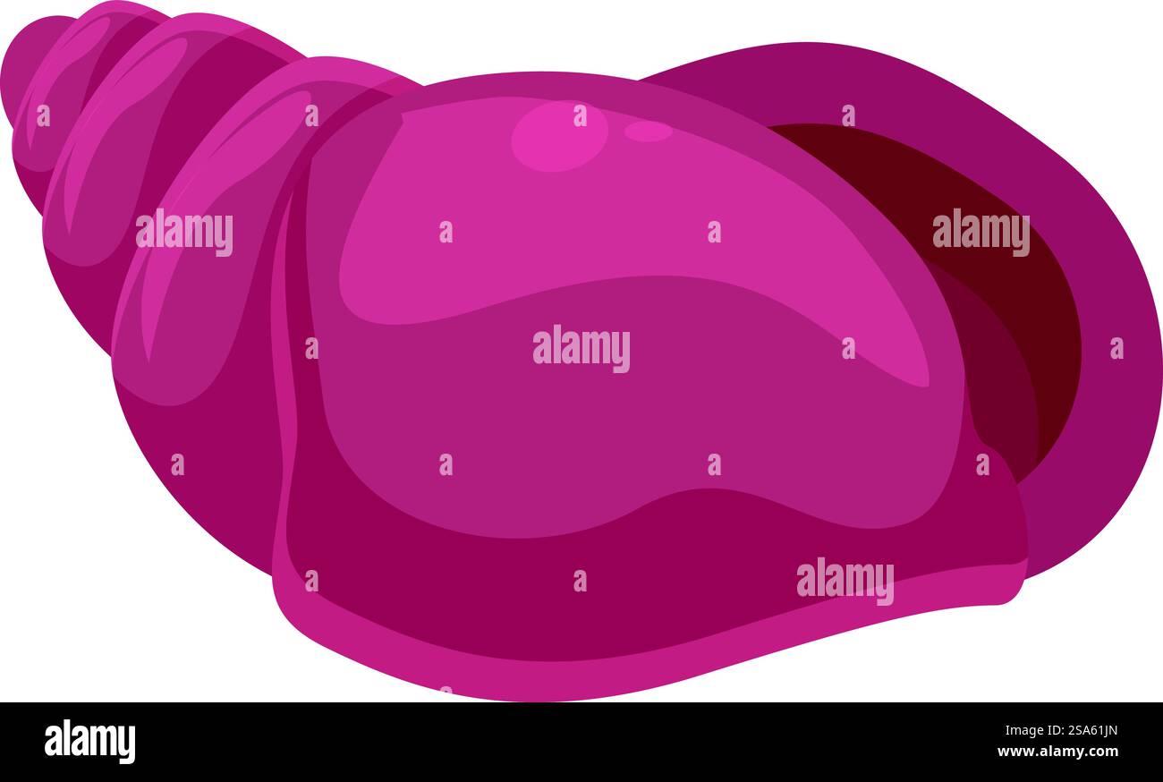 Conchiglia rosa adagiata su sfondo bianco che rappresenta le vacanze estive. La conchiglia rosa giace su uno sfondo bianco Illustrazione Vettoriale