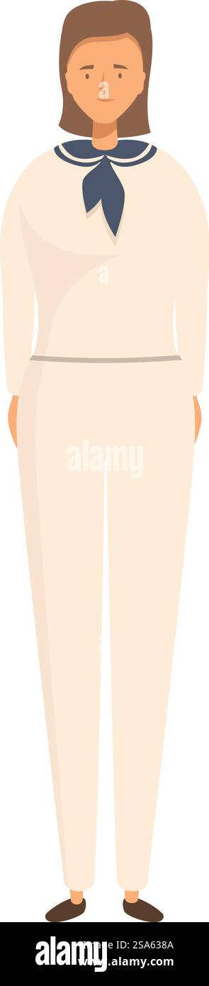 Giovane marinaio che indossa un'uniforme bianca in piedi con le mani dietro la schiena. Giovane marinaio che indossa un'uniforme bianca in piedi con le mani dietro la schiena Illustrazione Vettoriale