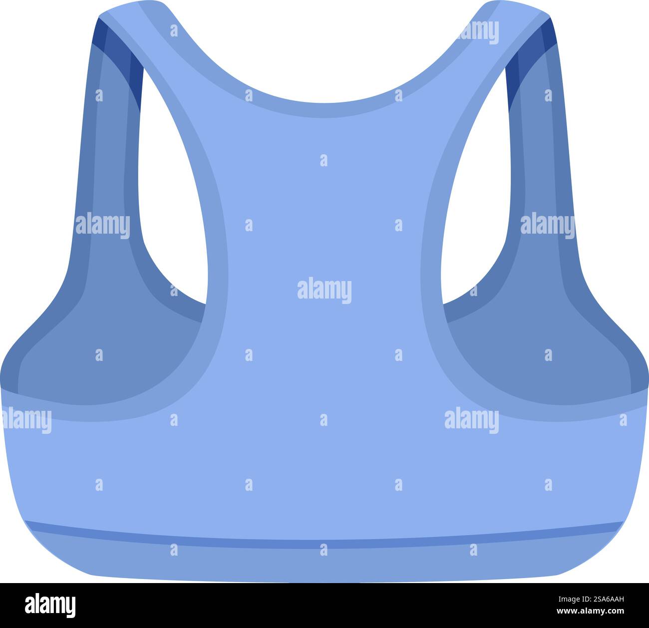 Reggiseno sportivo blu isolato su sfondo bianco, indumento comodo e di sostegno per donne che praticano attività fitness. Reggiseno sportivo blu isolato su sfondo bianco, abbigliamento sportivo donna&rsquo per fitness e yoga Illustrazione Vettoriale