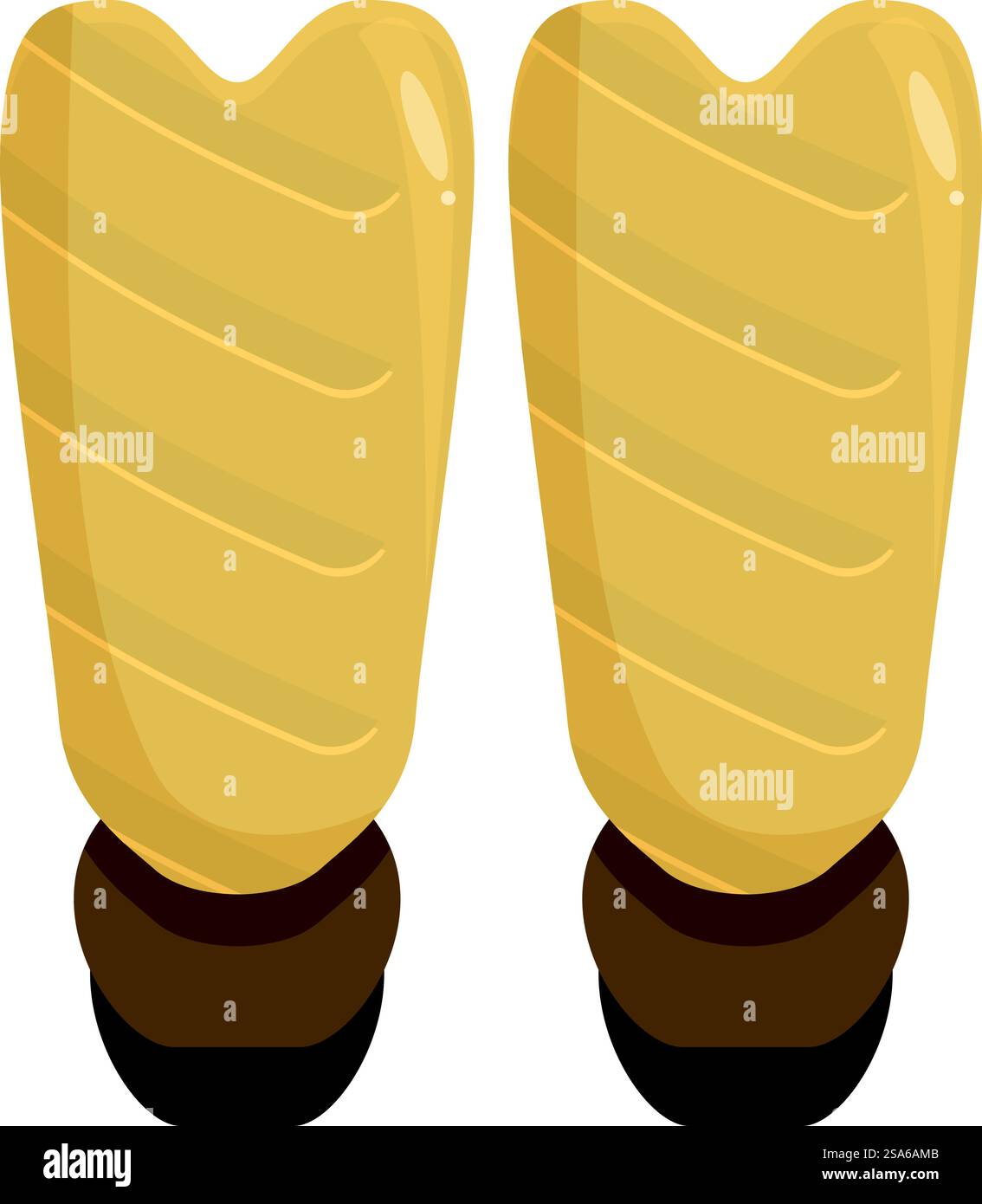 Coppia di gesso ortopedico giallo o medico che copre la gamba dal piede al ginocchio, vista laterale. Coppia di gesso ortopedico giallo o medico che copre la gamba dal piede al ginocchio Illustrazione Vettoriale