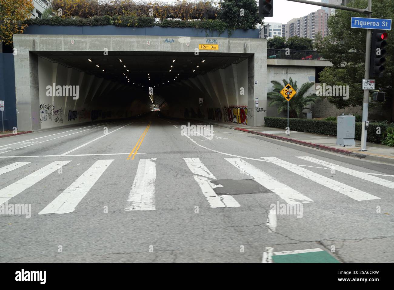2nd Street Tunnel, ingresso Figueroa Street, Los Angeles, USA Foto Stock