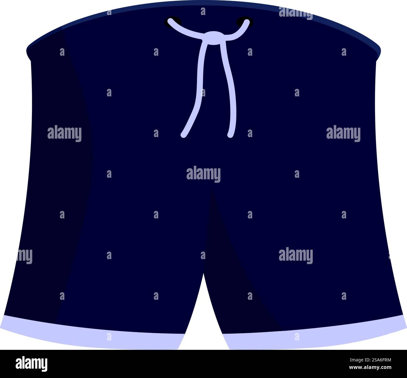 Shorts sportivi grigio scuro con fodera blu chiaro, chiusura con coulisse per una vestibilità comoda e regolabile. Shorts sportivi grigio scuro isolati su sfondo bianco Illustrazione Vettoriale