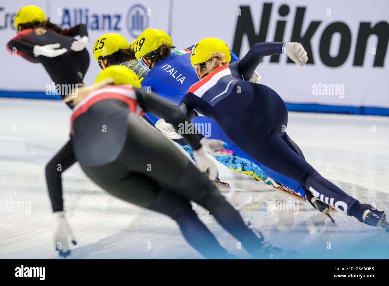 Torino, Italia. 21 gennaio 2025. Vista generale durante lo Short Track Speed Skating, quarti di finale femminili di 1500 m ai Giochi FISU 2025 World University Games Winter a Torino, Italia. (Foto di Davide di Lalla/SOPA Images/Sipa USA) credito: SIPA USA/Alamy Live News Foto Stock