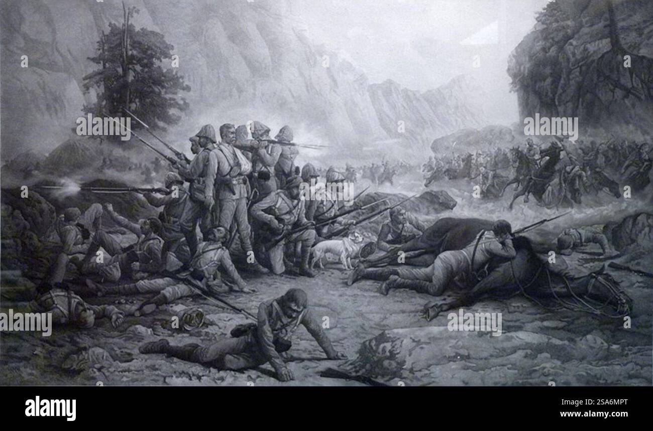 The Last Eleven at Maiwand di Frank Feller. I Brirish furono sconfitti da un grande esercito afghano a Maiwand. Gli ultimi resti dell'esercito si sono riuniti per fare un'ultima posizione. Quando erano scesi a undici uomini, erano usciti con una carica e tutti furono uccisi. Foto Stock