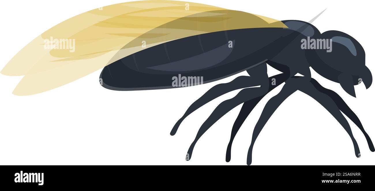 La grande formica da falegname nera con ali gialle traslucide strizza a destra. Grande formica da falegname nera che strizza con ali gialle Illustrazione Vettoriale