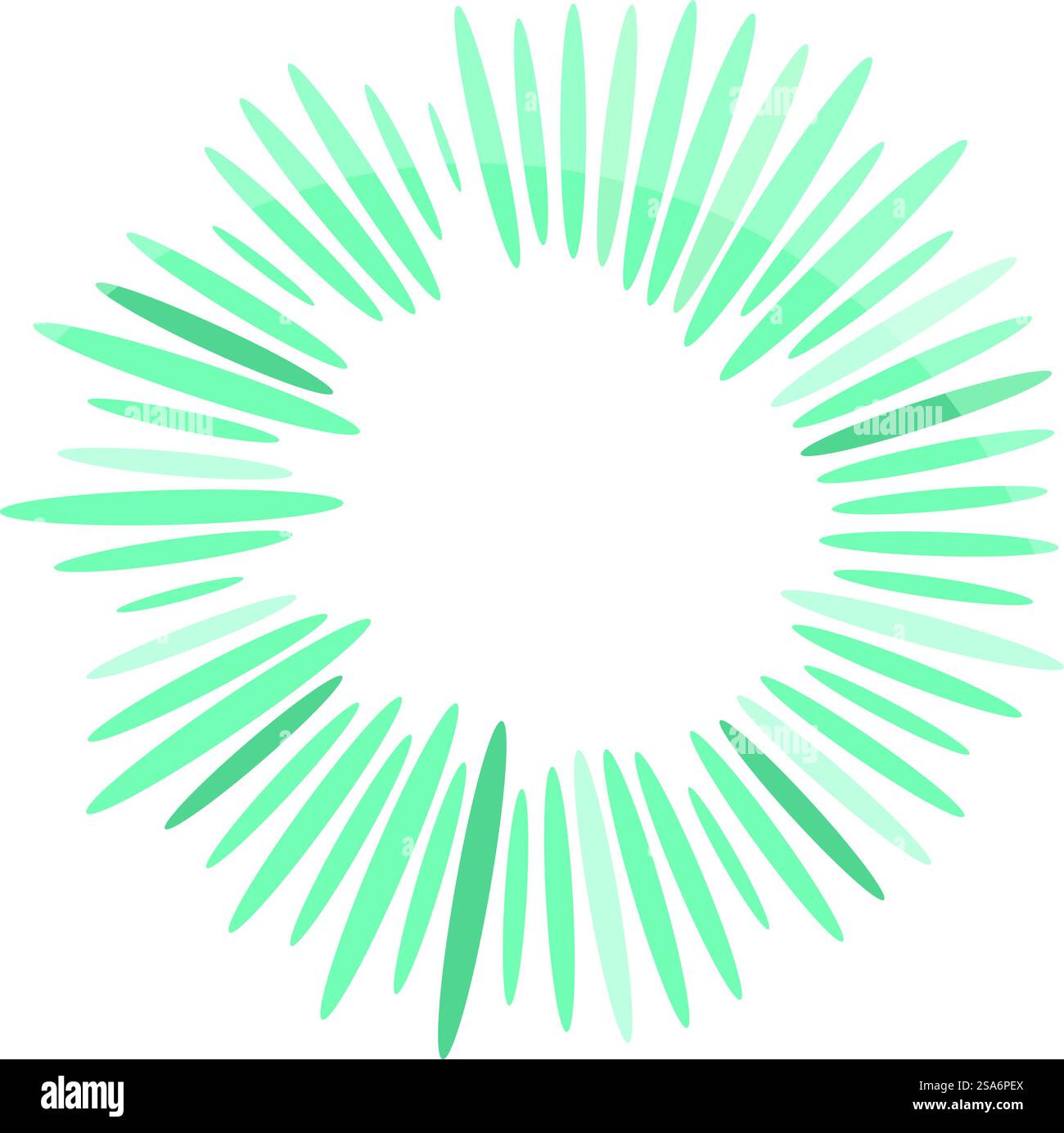 Forme ovali blu acqua turchese verdi che formano un elemento di design astratto circolare. Elemento di design circolare astratto con forme ovali che formano un telaio Illustrazione Vettoriale