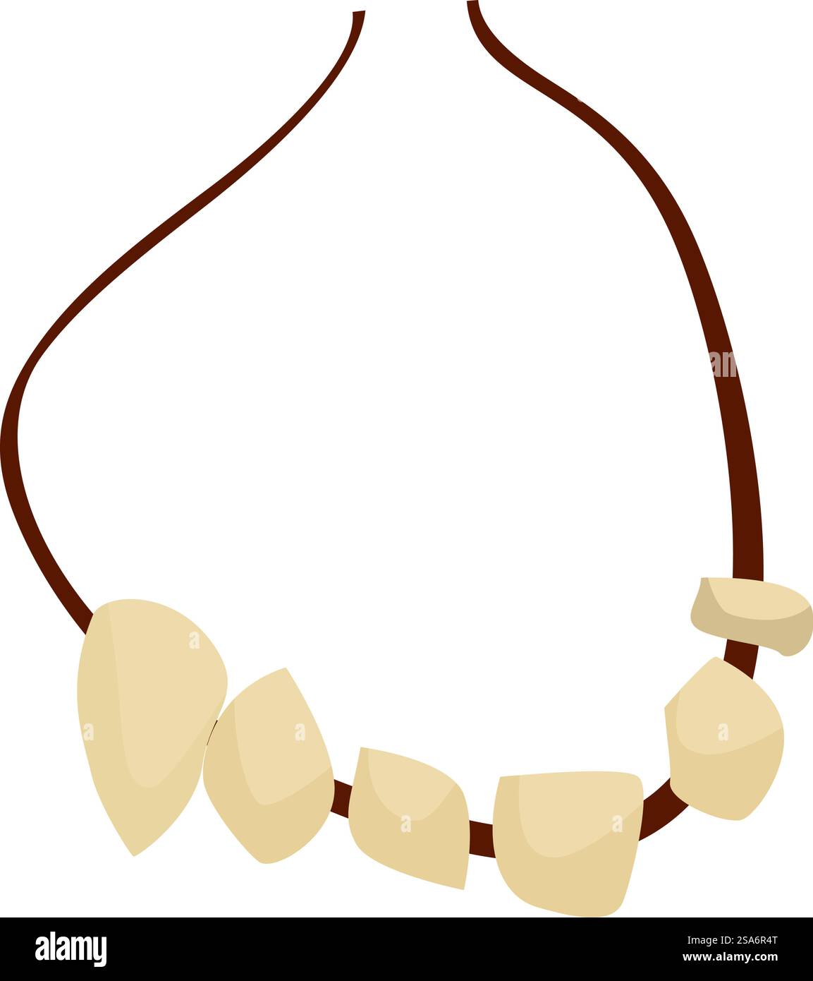 La collana fatta di denti è appesa a una corda, perfetta per un costume spaventoso di halloween. Collana fatta di denti appesi a una corda per il costume di halloween Illustrazione Vettoriale