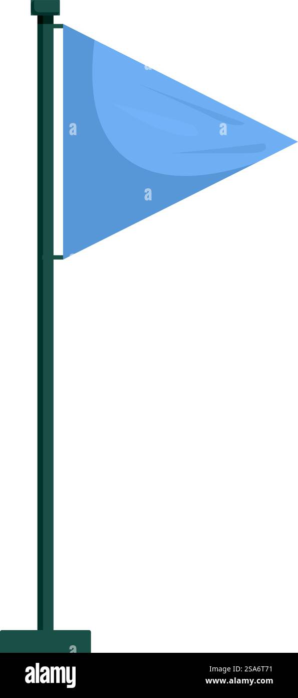 Bandiera triangolare blu che sventola su un palo metallico. Bandiera triangolare blu che sventola su un palo metallico Illustrazione Vettoriale