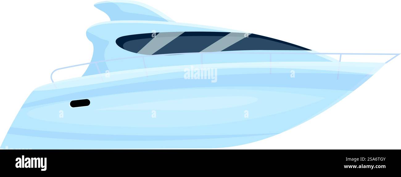 Elegante motoscafo che naviga ad alta velocità, mostrando lusso ed eleganza in mare aperto. Moderno yacht blu che naviga su una superficie d'acqua Illustrazione Vettoriale