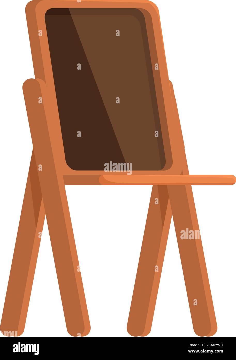 Cavalletto in legno con tela bianca su sfondo bianco, attrezzatura artistica per la pittura. Cavalletto in legno con tela vuota su sfondo bianco Illustrazione Vettoriale