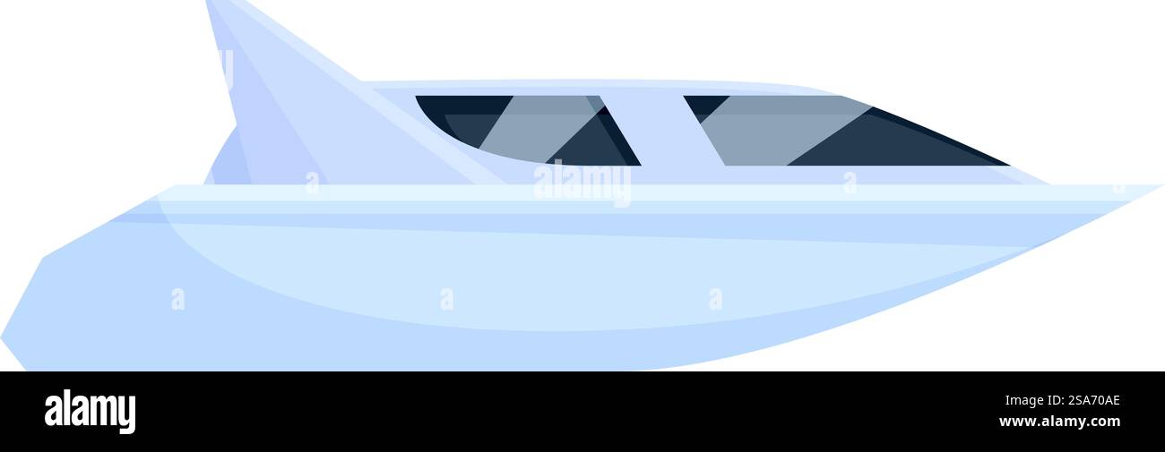 Moderno yacht bianco a motore in barca a vela sulla superficie dell'acqua, nave di lusso, trasporto marittimo, turismo acquatico, vacanze estive. Moderno yacht bianco a motore che naviga sulla superficie dell'acqua Illustrazione Vettoriale