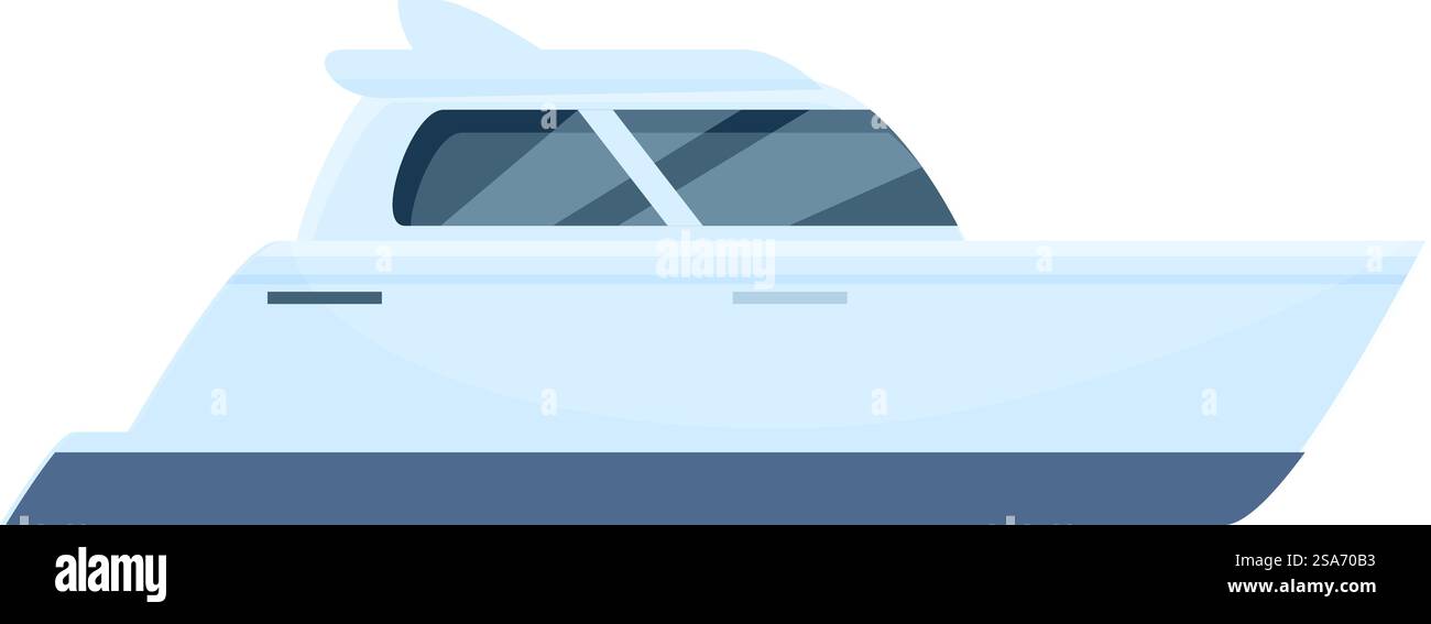Moderno yacht a vela sulla superficie dell'acqua con vista laterale, trasporto per acqua, navigazione marina. Moderno yacht a vela sulla superficie dell'acqua con vista laterale Illustrazione Vettoriale