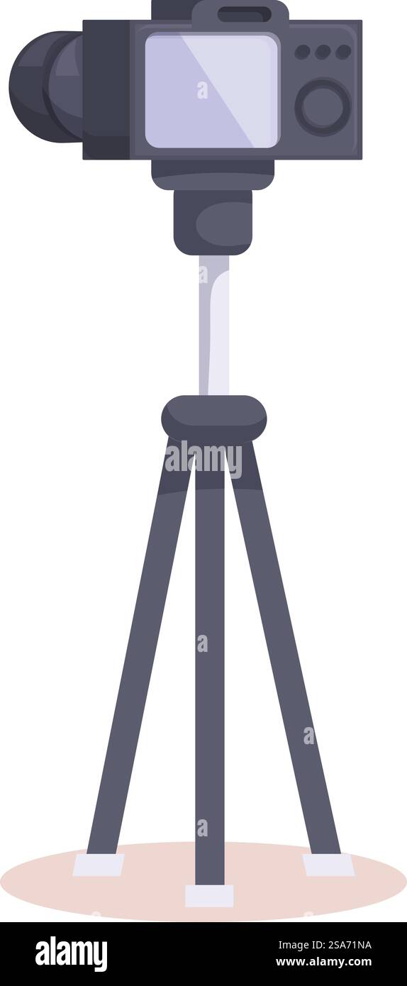 Fotocamera digitale professionale su un cavalletto, per registrare video o scattare foto. Registrazione professionale da fotocamera digitale su treppiede Illustrazione Vettoriale
