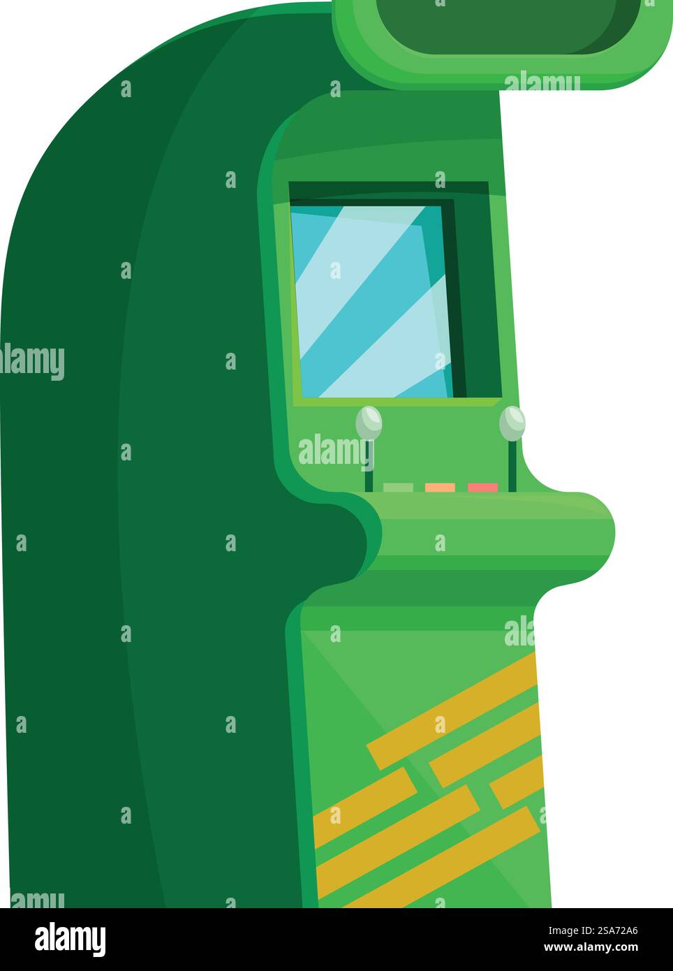 Classico sistema arcade con joystick e pulsanti, che evoca nostalgia per i giochi vintage. Green Arcade game machine pronto per i giocatori Illustrazione Vettoriale