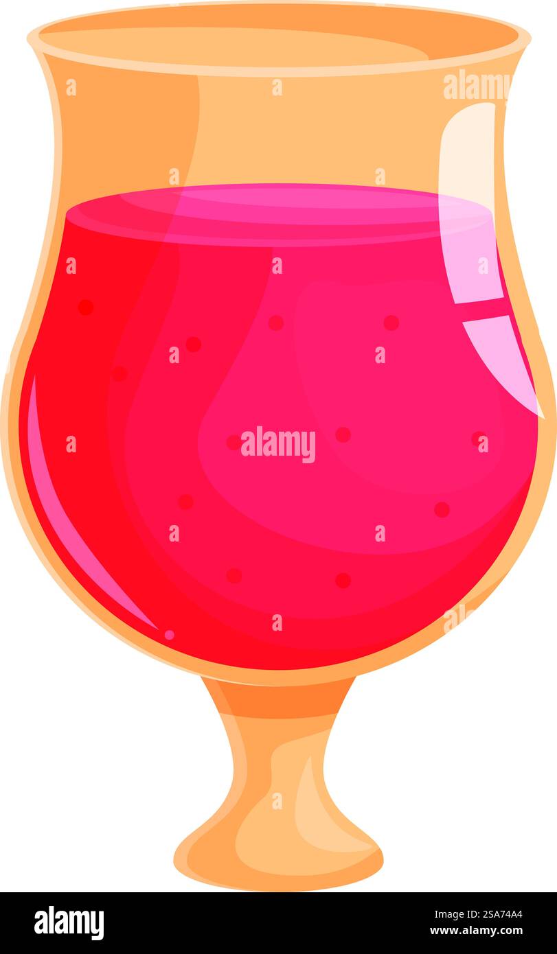 Bicchiere Hurricane contenente un rinfrescante cocktail rosso con cubetti di ghiaccio, perfetto per cocktail estivi e drink visivi. Bicchiere Hurricane contenente cocktail rosso rinfrescante con cubetti di ghiaccio Illustrazione Vettoriale