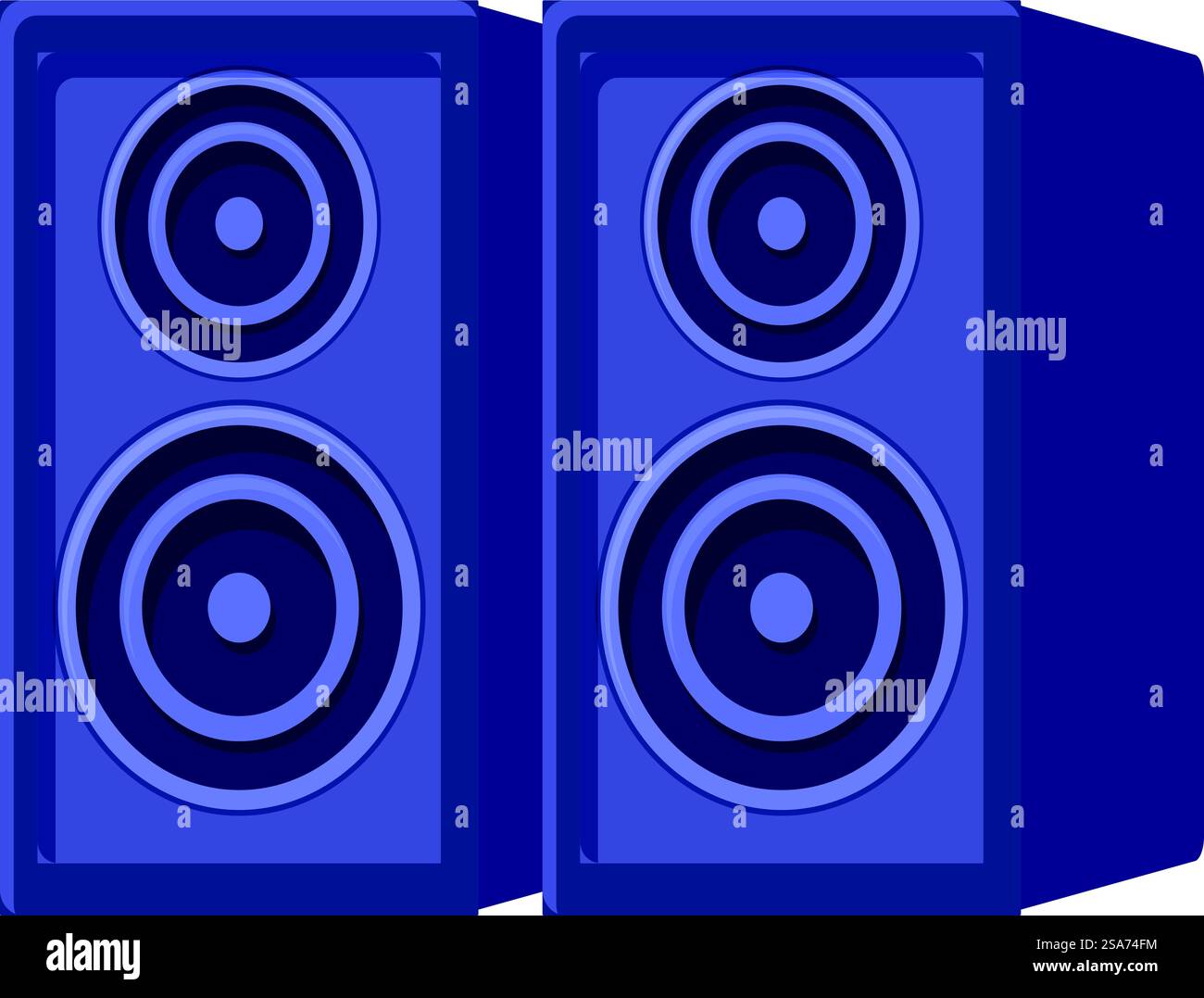 Due potenti altoparlanti affiancati per un audio di alta qualità. Coppia di potenti altoparlanti audio per un audio di alta qualità Illustrazione Vettoriale
