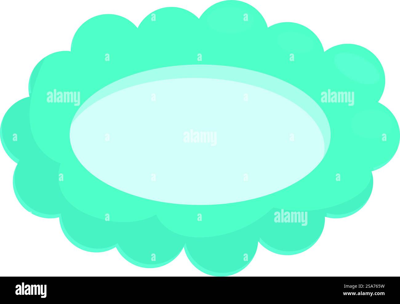 Cornice a forma di nuvola blu con centro ovale circondata da petali arrotondati. Cornice a forma di nuvola blu con centro ovale circondata da petali arrotondati Illustrazione Vettoriale