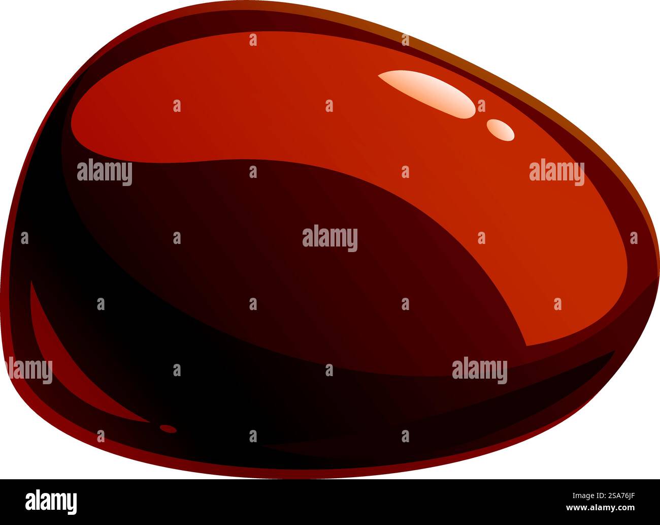 Pietra ovale marrone liscia e lucida, che riflette la luce e affascina l'occhio con la sua bellezza naturale. Viene visualizzata una pietra ovale marrone lucida Illustrazione Vettoriale